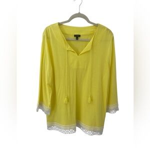 Talbots Yellow 3/4 Sleeve Tunic Top